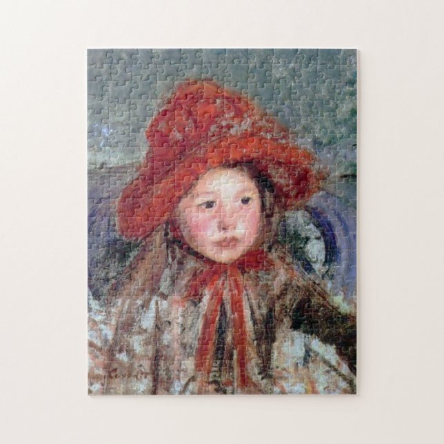 Mädchen in einem großen Red Hat, Mary Cassatt Puzzle (Vertikal)