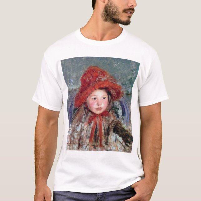 Mädchen in einem großen Red Hat, Mary Cassatt T-Shirt (Vorderseite)
