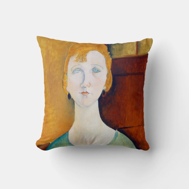 Mädchen in einem grünen Blut, Modigliani Kissen (Vorderseite)