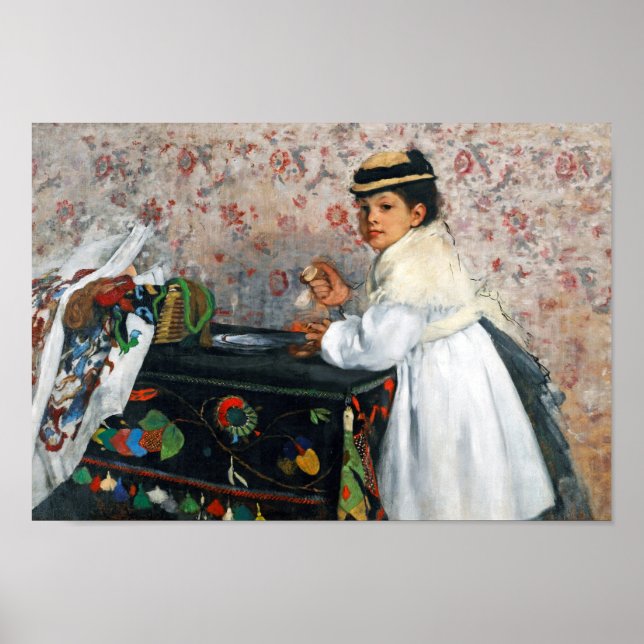 Mädchen in einem Hut, Edgar Degas Poster (Vorne)