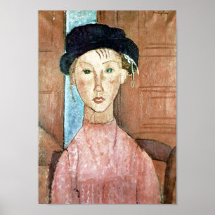 Mädchen in einem Hut, Modigliani Poster