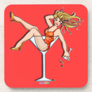 Mädchen in einem Martini-Glas 2 - Olivia Kork-Unte Untersetzer