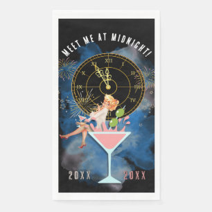 Mädchen in einem Martini-Glas Neujahr Serviette