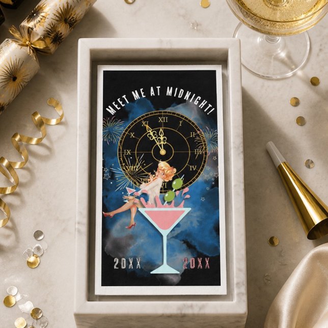 Mädchen in einem Martini-Glas Neujahr Serviette (Von Creator hochgeladen)