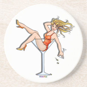 Mädchen in einem Martini-Glas-Unterleger - Olivia Sandstein Untersetzer