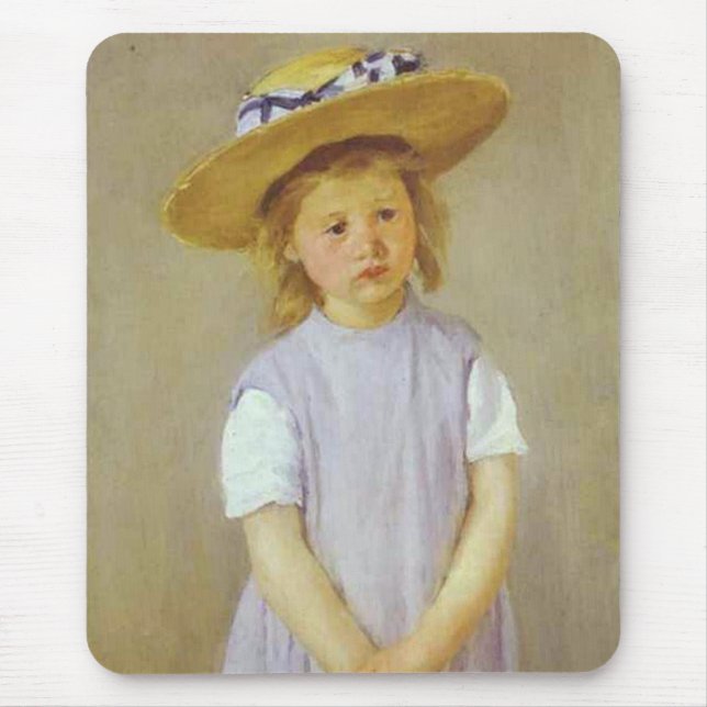 Mädchen in einem Strohhut, Mary Cassatt Mousepad (Vorne)
