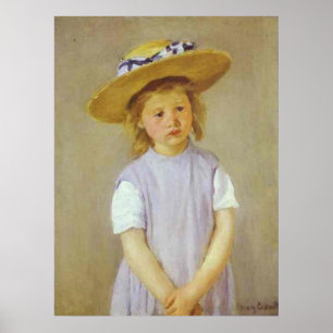 Mädchen in einem Strohhut, Mary Cassatt Poster