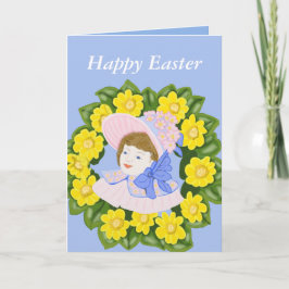 Mädchen in einem Viktorianischen Osterbonnet bearb Karte