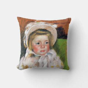 Mädchen in einem weißen Bonnet, Mary Cassatt Kissen