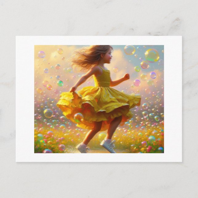 Mädchen in gelbem Kleid, Postkarte (Vorderseite)