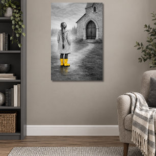 Mädchen in gelben Stiefeln Poster