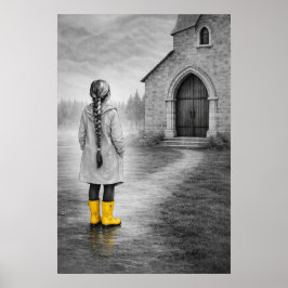 Mädchen in gelben Stiefeln Poster