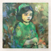 Mädchen in grünem Kleid