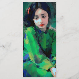 Mädchen in grünem Kleid Menükarte