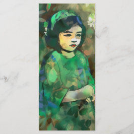 Mädchen in grünem Kleid Menükarte