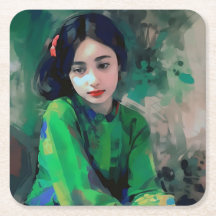 Mädchen in grünem Kleid