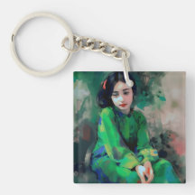 Mädchen in grünem Kleid