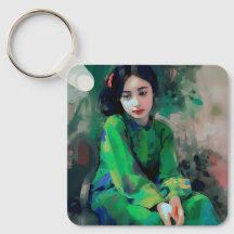 Mädchen in grünem Kleid