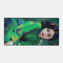 Mädchen in grünem Kleid Schreibtischunterlage