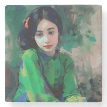 Mädchen in grünem Kleid