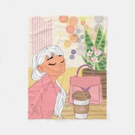 MÄDCHEN IN KAFFEE FLEECEDECKE