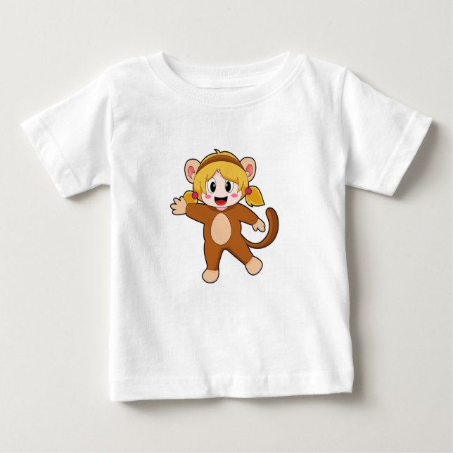 Mädchen in Kostüm als Affe Baby T-shirt (Vorderseite)