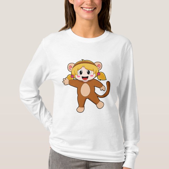 Mädchen in Kostüm als Affe T-Shirt (Vorderseite)