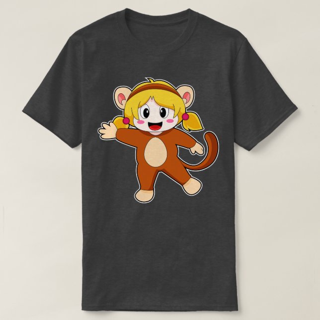 Mädchen in Kostüm als Affe T-Shirt (Design vorne)