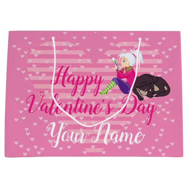 Mädchen in Liebe Große Geschenktüte (Vorderseite)
