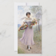 Mädchen in Lilac farbiges Kleid mit Blume Bouquet