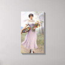 Mädchen in Lilac farbiges Kleid mit Blume Bouquet