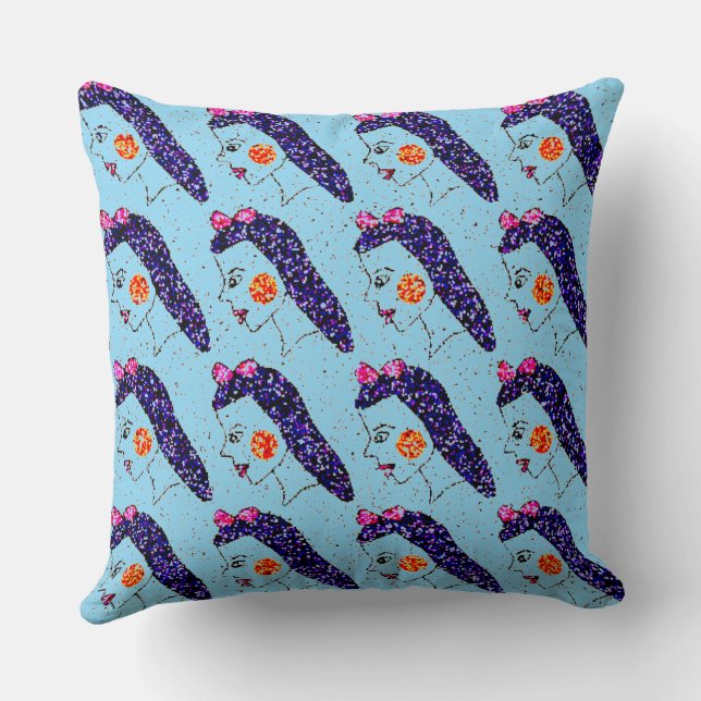 Mädchen in Line Pillow Kissen (Rückseite)