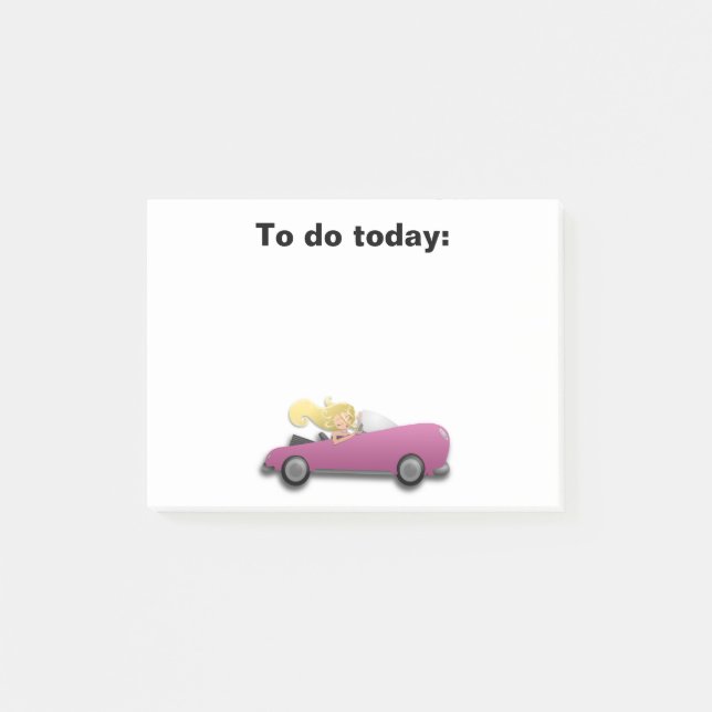 Mädchen in Magenta / rosa Auto Post It Post-it Klebezettel (Vorderseite)