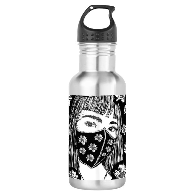 Mädchen in Maske Edelstahlflasche (Vorderseite)