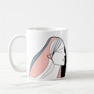 Mädchen in Minimalistischer Abstrakter Linie Kunst Kaffeetasse