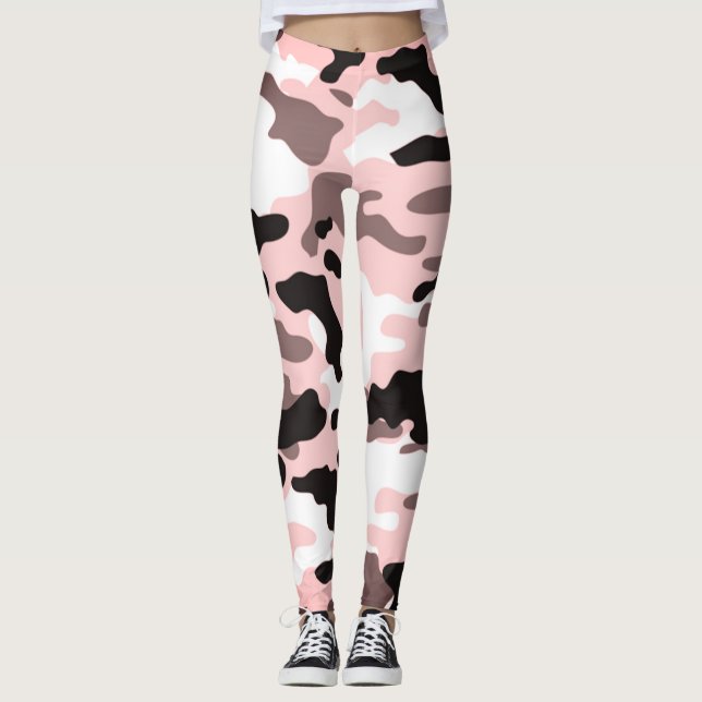 Mädchen in Mode Pink Black & White Army Leggings (Vorderseite)