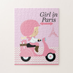 Mädchen in Paris-Puzzlespiel Puzzle