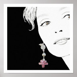 Mädchen in Perlenohrbilderkunst Poster