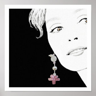 Mädchen in Perlenohrbilderkunst Poster