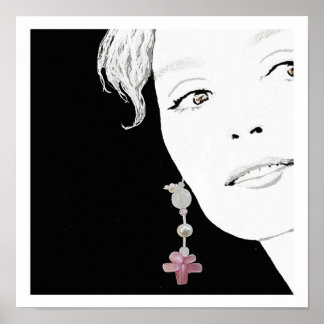 Mädchen in Perlenohrbilderkunst Poster