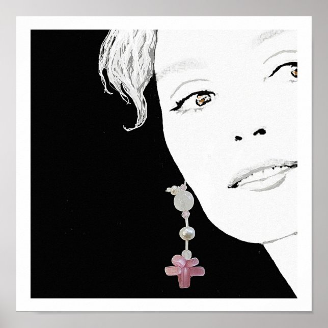 Mädchen in Perlenohrbilderkunst Poster (Vorne)