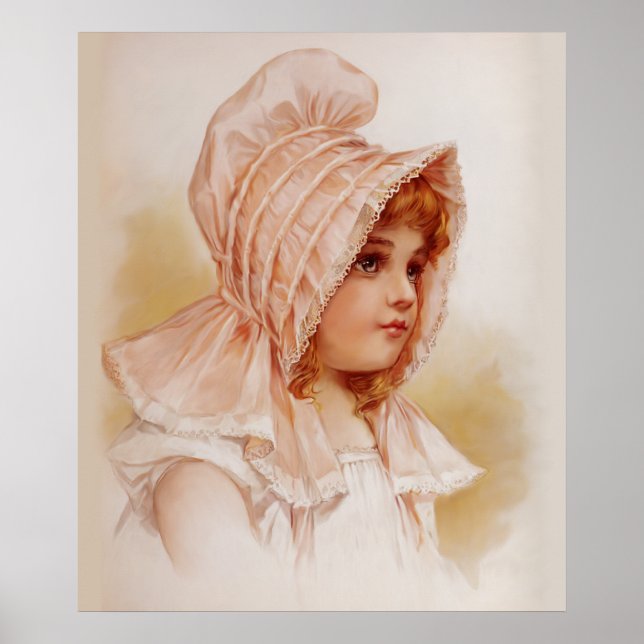 Mädchen in Pink Bonnet Poster (Vorne)