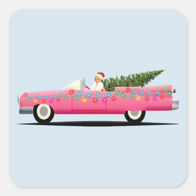 MÄDCHEN IN PINK CLASSIC CADDY CHRISTMAS STICKERS (Vorderseite)