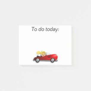 Mädchen in Red Car Post It Note Post-it Klebezettel