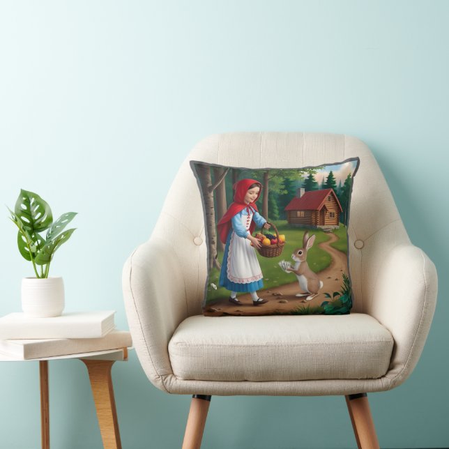 Mädchen in Redhood mit Bunny Kissen (Stuhl )