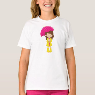 Mädchen in Regenmantel, Mädchen mit Regenschirm, b T-Shirt