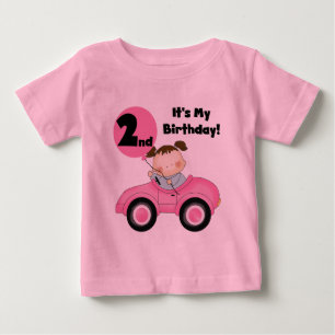 Mädchen in rosa Auto 2. Geburtstag Hemden und Gesc Baby T-shirt