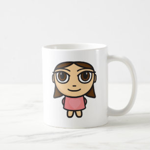 Mädchen in Rosa-Brünett-Brown mustert Tasse