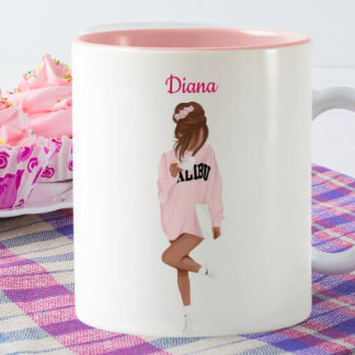 Mädchen in rosa Malibu Personalisierter Kaffee Zweifarbige Tasse