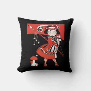 Mädchen in Rot Kissen